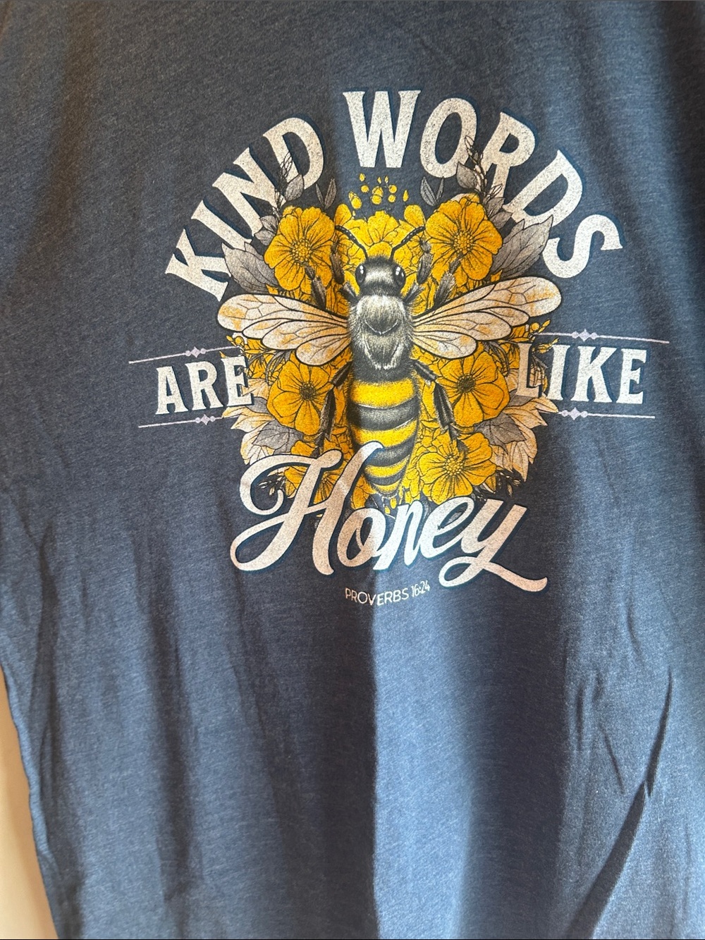 Kind Words Bee Graphic Tee - Navy with Yellow Accents
